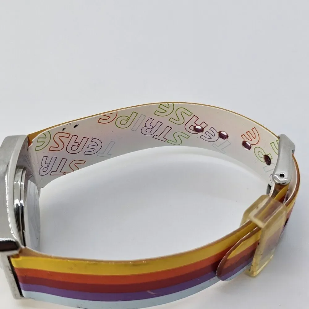 VTG Joe‎ Boxer Women's Watch 24MM Smiley Face Rainbow Plastic Bands New Battery